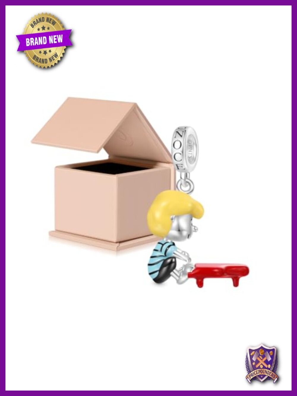 Snoopy Schroeder Piano Charm, 925 Sterling Silver, Dangle Charm for Bracelet or
